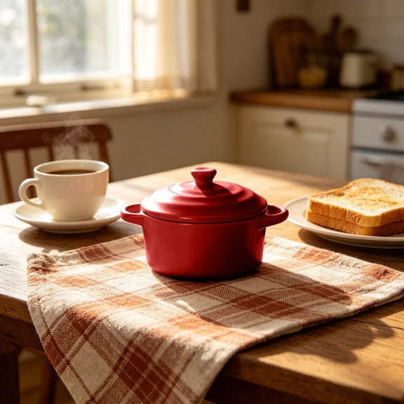 PLPPYFS Porcelain Ramekins, Mini Casserole Bowl with Lid and Handle, Ceramic Souffle Soup Creme Brulee Bowls, Oven Safe, Mini Casserole Dish For Soup Oven Microwave Safe (Polka Dot, 7 Colors)
