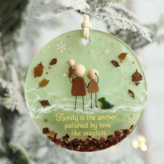 PLPPYFS Round-Shaped Sea Glass Friendship Decor, Acrylic Handcrafted Sea Glass Ornament, Friendship Keepsake Christmas Decor, for Xmas Tree Home Party Hanging Decorations, Gift for Best Friends