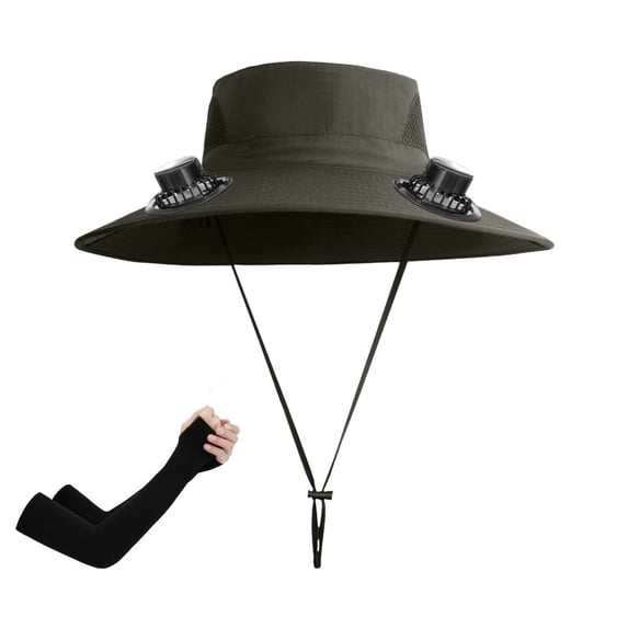 PLPPYFS Solar Fan Hat, Wide Brim Solar Fan Outdoor Fishing Hat, Solar Powered Fan Hat for Men Women Wide Brim Hat with 2 Fans, Solar Powered & USB Charging, for Fishing Summer