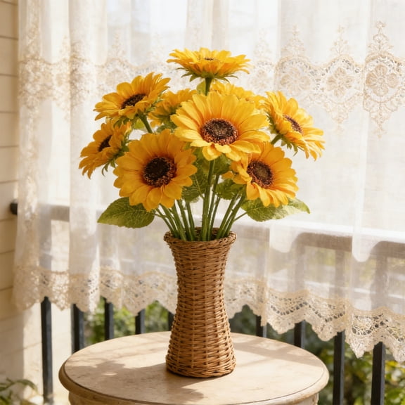 PLPPYFS Sunflowers Artificial Flowers Decorations, Sunflower Table Centerpieces for Wedding, Artificial Flower Arrangement Farmhouse Decor for Dining Room, Living Room, Coffee Table, Study Desk