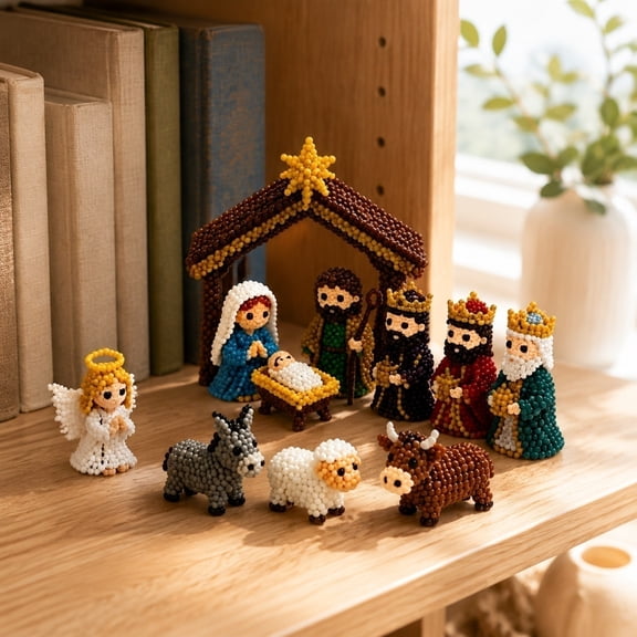 PLPPYFS Tiny 3D Beaded Jesus DIY Kit, DIY Beading Embroidery Kit, 3D Jesus Themed Beadwork Kit, 11-Piece Handmade Beading Craft Set, DIY Jesus Beaded Carft Kit for Beginners & Craft Enthusiasts