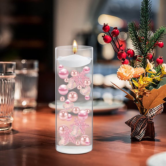 PLPPYFS Valentine Vase Filler, Clear Beads Pearls Valentine Decorations, Valentine Vase Filler Fall Faux Pearls for Vase Filler for Vases for Easter Fall Table Centerpieces