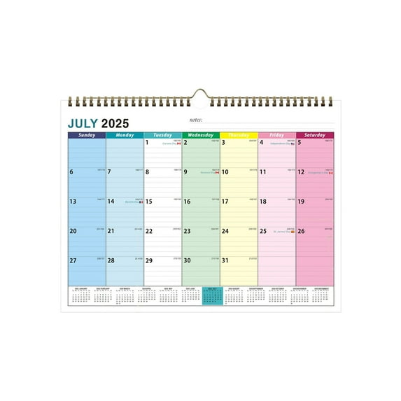 PLPPYFS Wall Calendar 2025-2026 - 2025-2026 Calendar Wall, July 2025 - December 2026, 15" x 12", 2025-2026 Wall Calendar 18-Month with Twin-Wire Binding, Hanging Hook