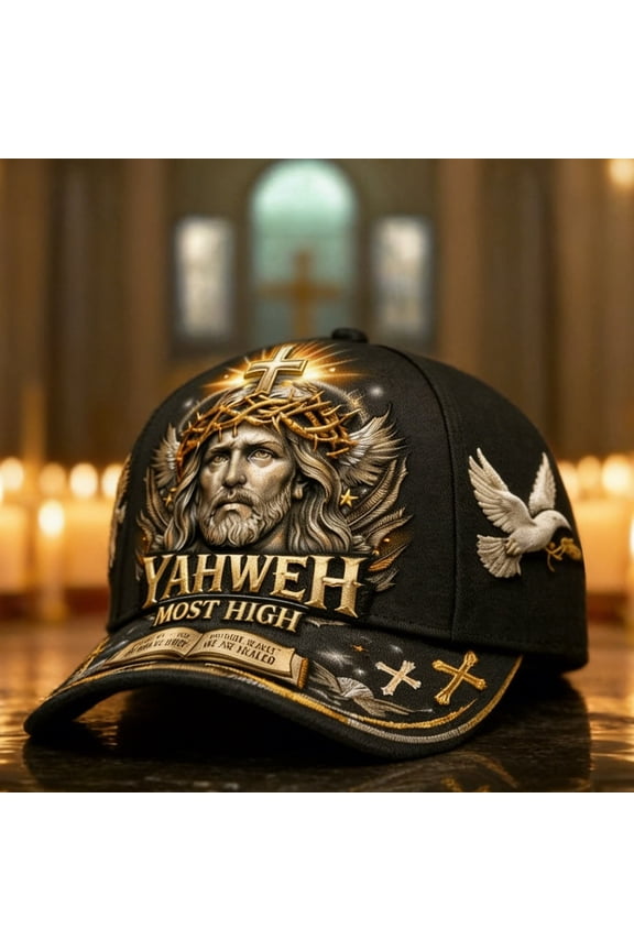 YAHWEH The True Light Commemorative Cap, The True Light Faith Printed Hat,3D Printed High Religious Baseball Hat with Cross and Dove Multi-Color