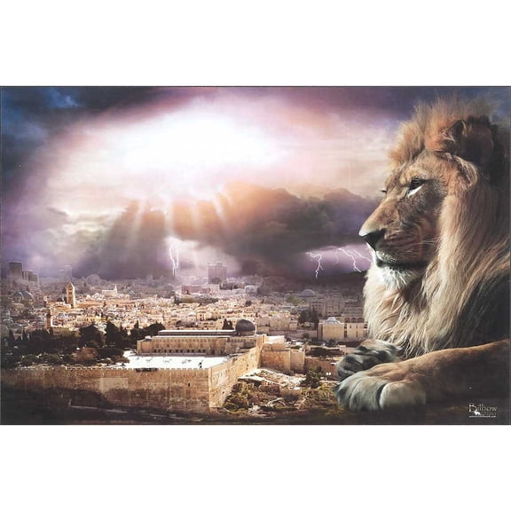 Dicksons Proud Lion Overlooking City Thunderous Sky 16 x 24 Wood Wall Sign Plaque