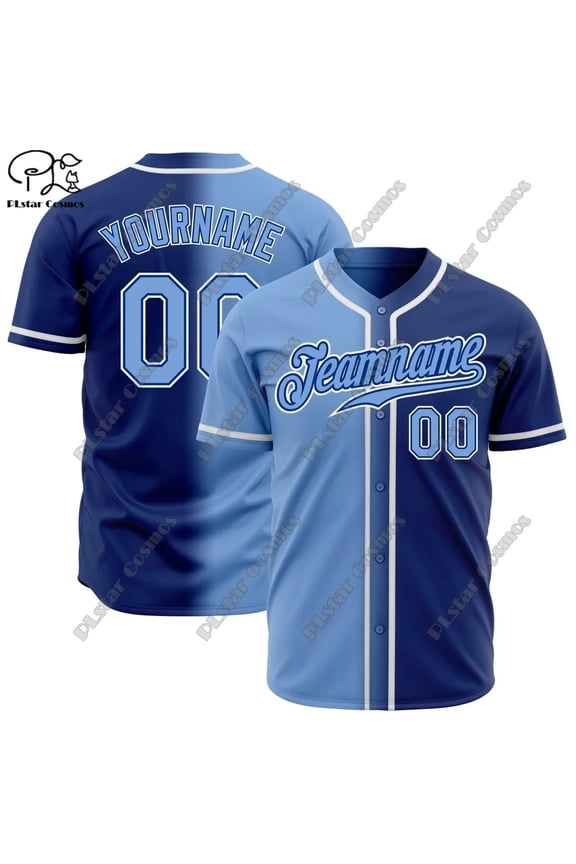 PLSTAR COSMOS baseball shirt custom name 3D printing left and right gradient summer loose