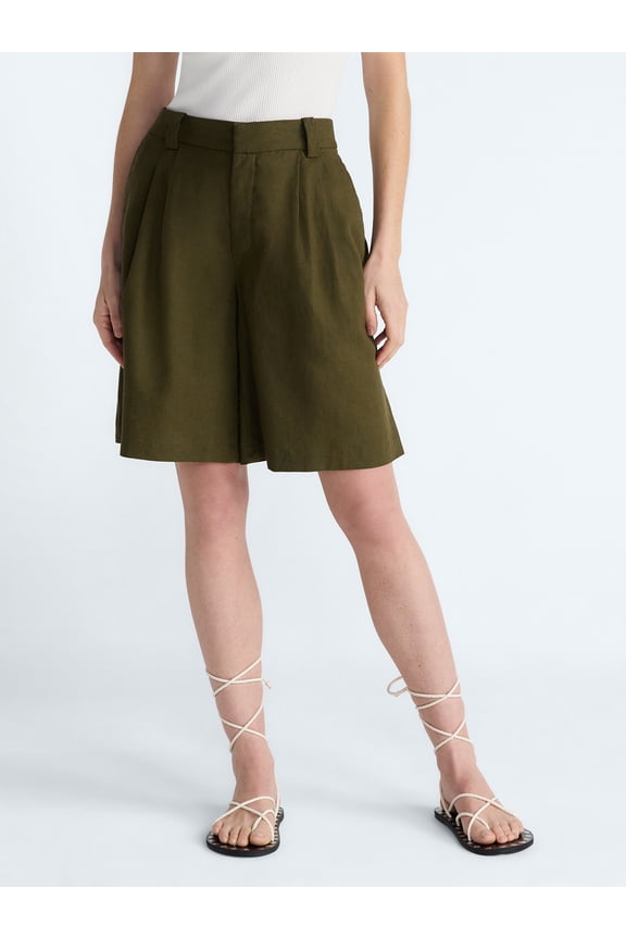 Women’s Pleated Bermuda Shorts, 9'' Inseam, Sizes 0-26W