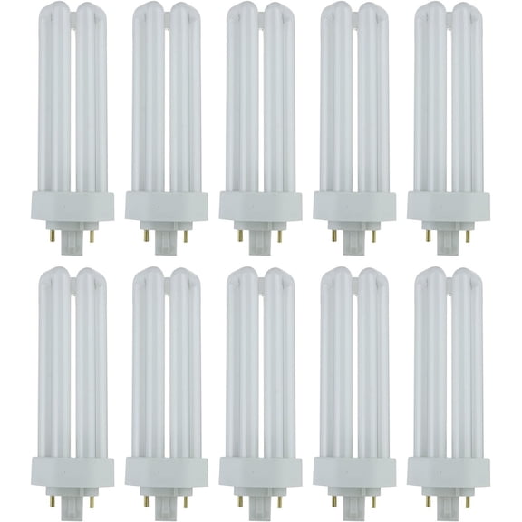 Sunlite Fluorescent 32W 4-Pin GX24Q-3 Base, 3500K Neutral White, PLD Triple U-Shaped Twin Tube CFL Bulb, 10-Pack
