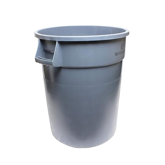 PLTC020G Trash Can, 20 Gallon, Round, Integrated Handles, Plastic, Gray