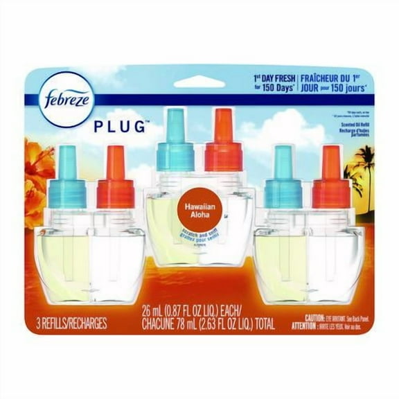 PLUG Air Freshener Refills, Hawaiian Aloha, 0.87 oz, 3/Pack | Bundle of 10