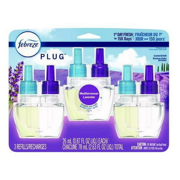 PLUG Air Freshener Refills, Mediterranean Lavender, 0.87 oz, 3/Pack | Bundle of 2
