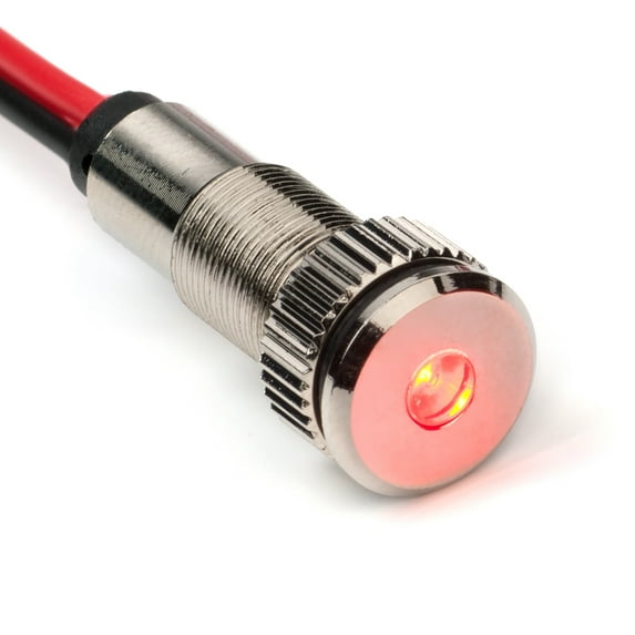 PLUG-N-PLAY Instrument Cluster LED Indicator Light Dash Bulbs (Silver Bezel, Red LED)