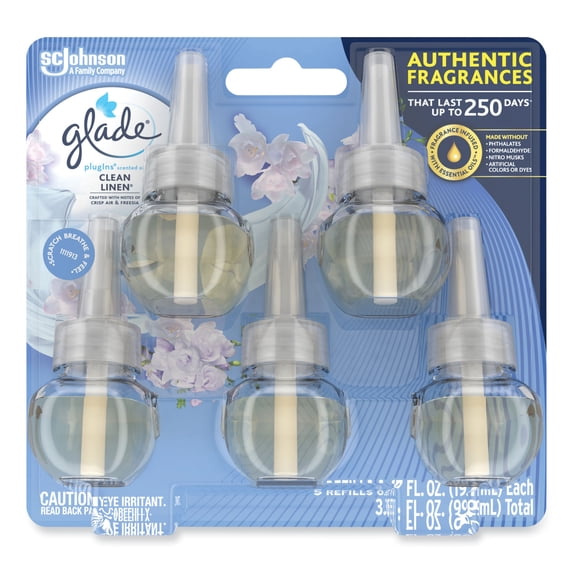 PLUGINS SCENTED OIL REFILL, CLEAN LINEN, 0.67 OZ, 5/PACK | Bundle of 5 Packs