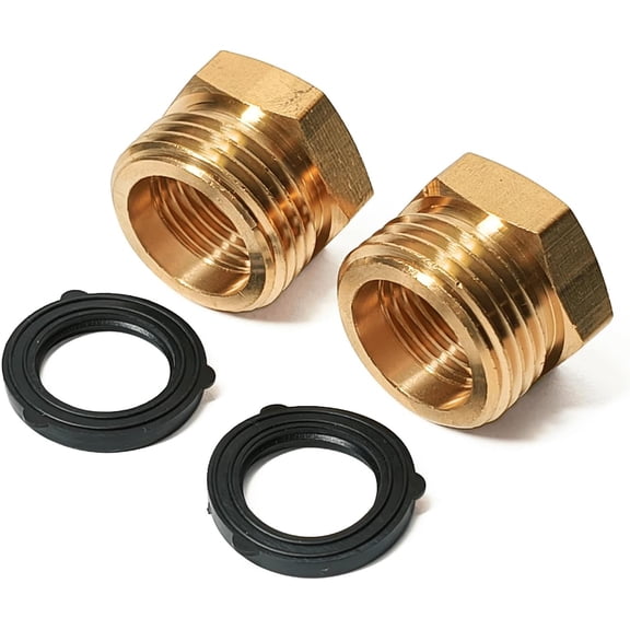 PLUHKN-1/2 G Thread (BSP) Female to 3/4 GHT Male Brass Garden Hose Adapter Connector - 2 Pack