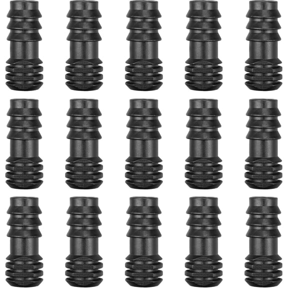 PLUHKN-1/2 Inch Drip Irrigation End Plug, 15 Pcs Barbed End Cap Irrigation Fittings for 1/2 Inch Irrigation Tubing (0.520"ID-0.640" OD), Drip Line Goof Plug Connectors for Sprinkler Garden Lawn Syste