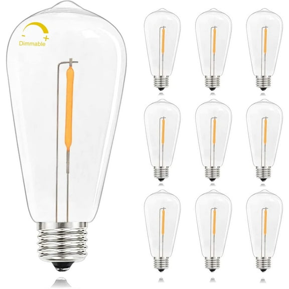 PLUHKN-10 Pack LED Edison Light Bulbs, ST40 Clear Replacement Bulb 0.6W fits E17 C9 Screw Base, Vintage Dimmable Shatterproof Bulbs for Outdoor Patio ST40 String Lights, Warm White