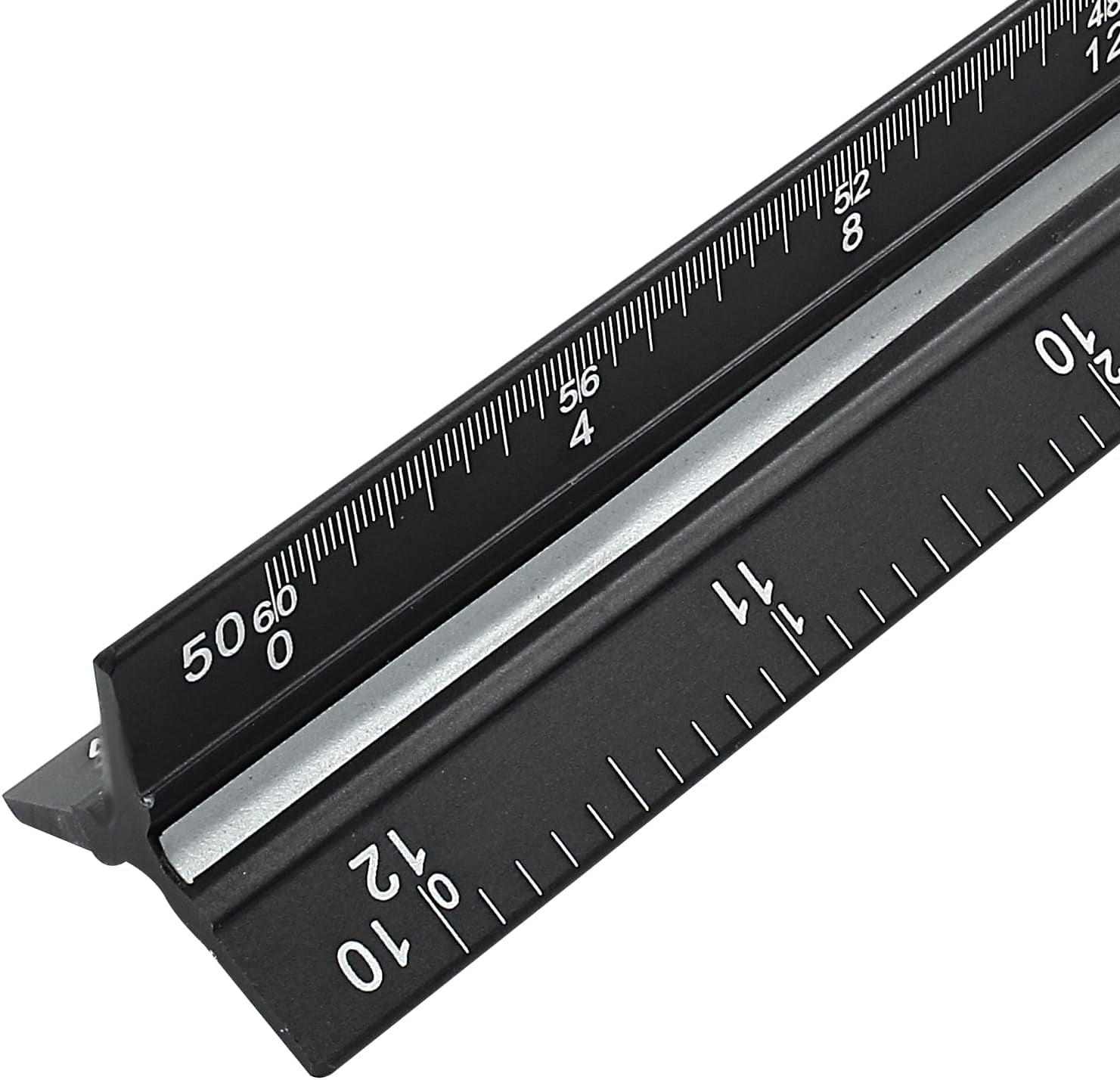 PLUHKN-12 Inch Engineer Scale Ruler,Laser-Etched Triangular Drafting ...