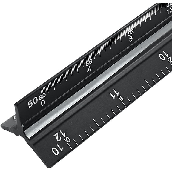 PLUHKN-12 Inch Engineer Scale Ruler,Laser-Etched Triangular Drafting Tool for Civil Engineering Drafting, Imperial Scale 1:10, 1:20, 1:30, 1:40, 1:50, 1:60, Black (Three Color Identification bar)