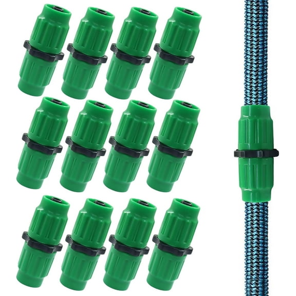 PLUHKN-12 Sets Expandable Garden Hose Repair Kit, Dual-Channel Hose Female Male Connectors Compatible with Pocket Hose Expandable Garden Hose 25 50 75 100 FT