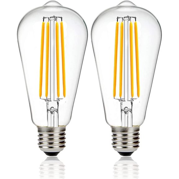 PLUHKN-12V Edison Bulb 60 watt Equivalent E26 Medium Base 12V LED Light Bulb, AC/DC 12V-36V 6W Warm White 2700K Vintage Low Voltage Bulb for RV, 2 Pack