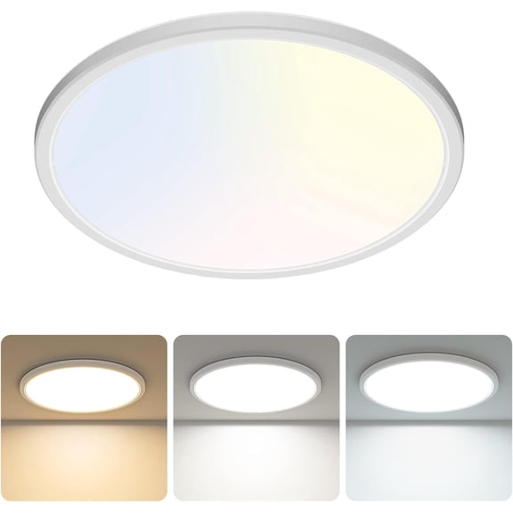 PLUHKN-13 Inch LED Ceiling Light, 3 Color Selectable 3000K/4500K/6000K Thin Flat LED Surface Mount Ceiling Light, 28W 3200 LM Low-Profile Ceiling Light Fixture for Bedroom, Kitchen, Hallway,Closet