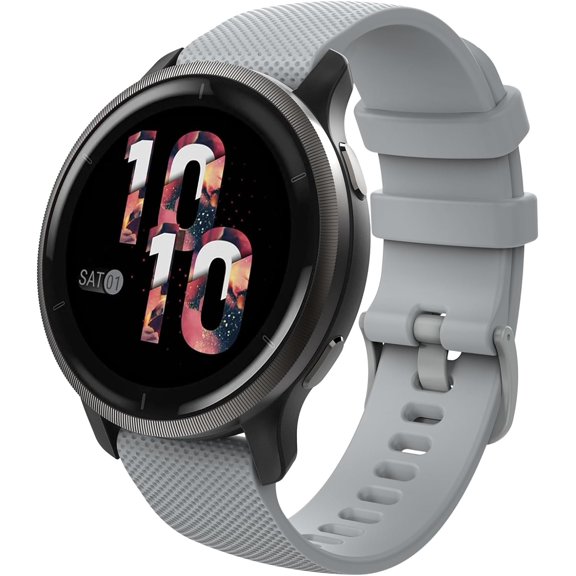 PLUHKN-18MM Watch Band Compatible with Garmin Forerunner 265S/255S/255S Music/Vivoactive 4S/Vivomove 3S/Venu 3S/Venu 2S/Active S/Move 3S Smartwatch, Soft Silicone Adjustable Replacement Strap