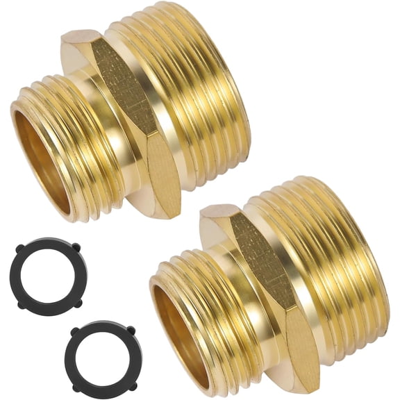 PLUHKN-2 PCS Brass Garden Hose Adapter, 1 NPT to Garden Hose Adapter-3/4" GHT Male x 1" NPT Male, Male Hose Adapter, Pipe Fittings Connector