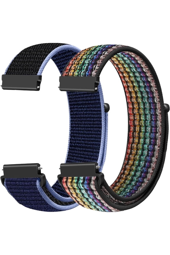 -2 Pack Nylon Watch Bands Compatible with 16mm 18mm 19mm 20mm 22mm Watch Bands Quick Release Replacement Wristband, Adjustable Stretchy Straps Fabric Bands for Men Women