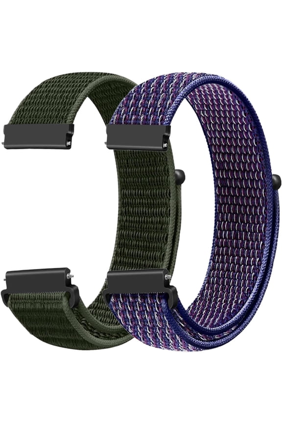 -2 Pack Nylon Watch Bands Compatible with 16mm 18mm 19mm 20mm 22mm Watch Bands Quick Release Replacement Wristband, Adjustable Stretchy Straps Fabric Bands for Men Women