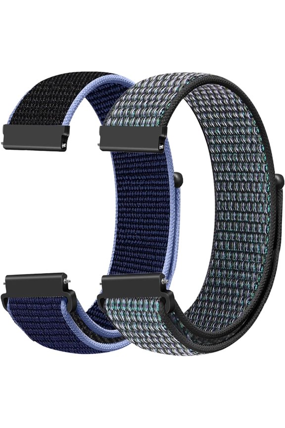 -2 Pack Nylon Watch Bands Compatible with 16mm 18mm 19mm 20mm 22mm Watch Bands Quick Release Replacement Wristband, Adjustable Stretchy Straps Fabric Bands for Men Women