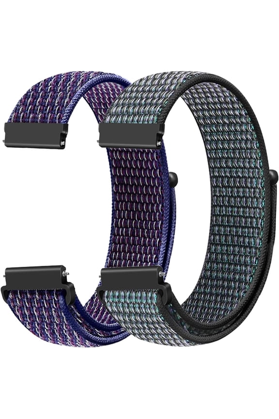 -2 Pack Nylon Watch Bands Compatible with 16mm 18mm 19mm 20mm 22mm Watch Bands Quick Release Replacement Wristband, Adjustable Stretchy Straps Fabric Bands for Men Women
