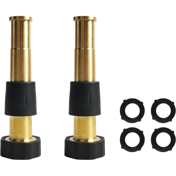 PLUHKN-2 Pcs 5" Heavy Duty Brass Nozzles, Brass Jet Sweeper Garden Hose Nozzle, 3/4" GHT Nozzles for Garden Watering, Car and Pet Washing