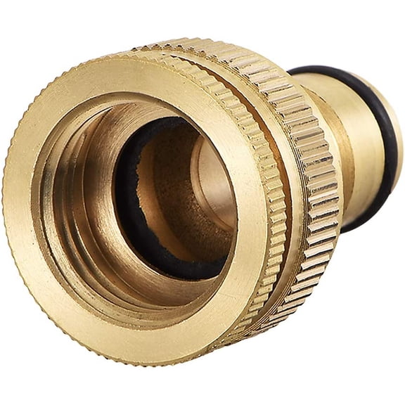 PLUHKN-2-in-1 Garden Hose Quick Connect 1/2 G to 3/4 G Brass Water Hose Fitting Connectors