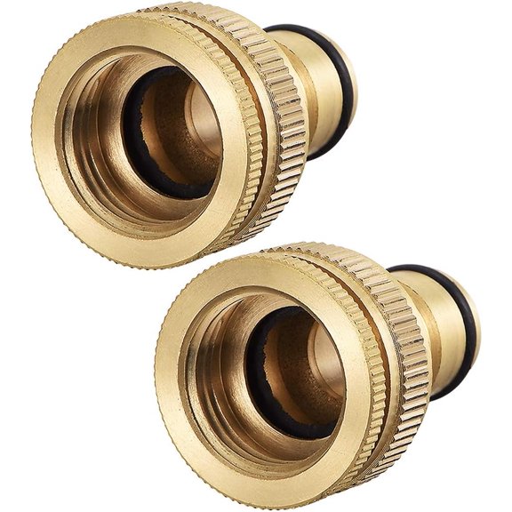 PLUHKN-2-in-1 Garden Hose Quick Connect G 1/2 & G 3/4 Brass Water Hose Fitting Connectors 2pcs