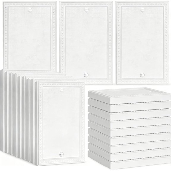 PLUHKN-20 Pack Mid-Size Blank Wall Plates 1-Gang blank Switch Outlet Electrical Cover Plate Unbreakable Thermoplastic Faceplate for Light Receptacle Outlet Switch, Classic Beaded Relief Design, White