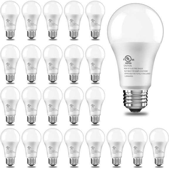 PLUHKN-24 Pack LED Light Bulbs 100 Watt Equivalent, A19 15W 5000K Daylight White, 1500 Lumens Super Bright White Light, E26 Standard No Flicker Energy Saving Lamp Bulb for Home, Bedroom, Office, Non-