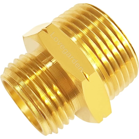 PLUHKN-3/4 GHT x 1 NPT Male to Male Connector, Brass Garden Hose Adapter to Industrial, Kitchen, Irrigation, Shower, Outdoor Water Supply Line Pipe Fitting