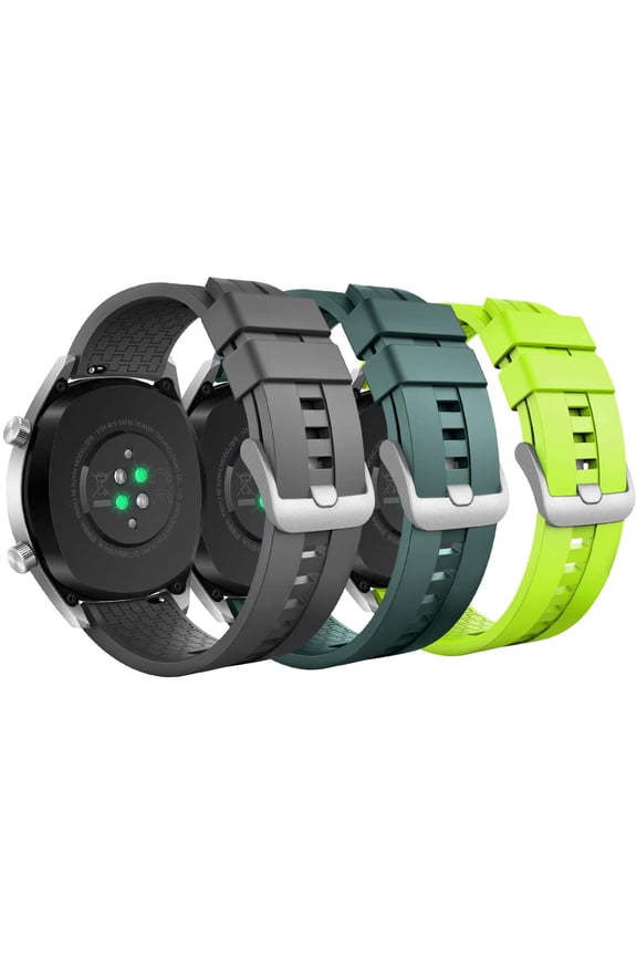 -3 Pack Bands Compatible with Huawei Watch GT5/GT5 Pro 46mm/GT4 46mm/GT3/GT3 Pro 46mm/GT/GT2 46mm/GT2 Pro/GT2e/GT Runner/Huawei Watch 4/4 Pro/3/3 Pro, 22mm Soft Silicone Replacement Strap