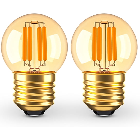 PLUHKN-3 Watt Dimmable Low Wattage LED Bulbs Equivalent to 25 Watt Light Bulbs,E26 Standard Base G40 Small Globe Light Bulbs,2200K Warm Light for Bedroom Study Lighting,Amber Glass,110V,2PCS