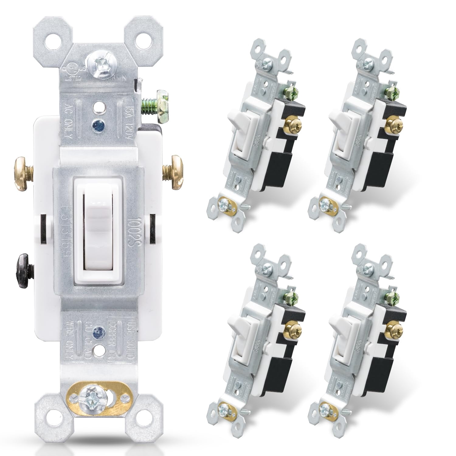 PLUHKN-3 Way Toggle Light Switch, 15 Amp, 120 V, Toggle Framed AC Quiet ...