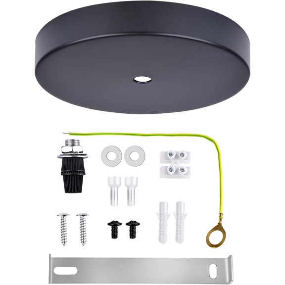 PLUHKN-4.7" Black Ceiling Canopy Light Kit Rewind Single Hole with Hardware,Ceiling Plate for Pendant Lighting or Chandelier,Easier to Install Than Standard Canopies