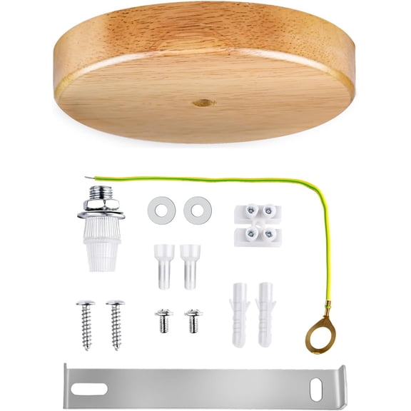 PLUHKN-4.7" Wooden Ceiling Canopy Kit with Hardware,Handmade Natural Wood Ceiling Plate for Pendant Light or Hanging Lights,DIY Chandelier Fixture