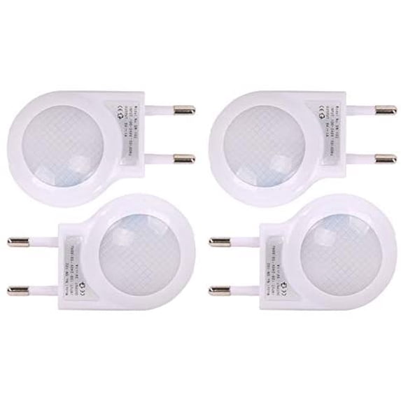 Potable Plug In PLUHKN-4 Pack of White EU 2-pin Plug - Portable Plug-in 0.7W Travel LED ...