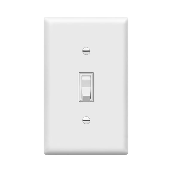 PLUHKN-4-Way Toggle Light Switch with Wall Plate, Four Way, Side Wiring, Copper Wire Only, Grounding Screw, Residential Grade, 15A 125VAC 60Hz,UL Listed, 84150-WWP, White