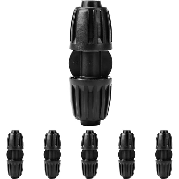 PLUHKN-6 Pack 1/2 Inch Drip Irrigation Coupling Connectors, Barbed Lock Tubing Couplers for 1/2 Drip Line, Garden Hose Fittings for Irrigation Systems, Leak-Proof