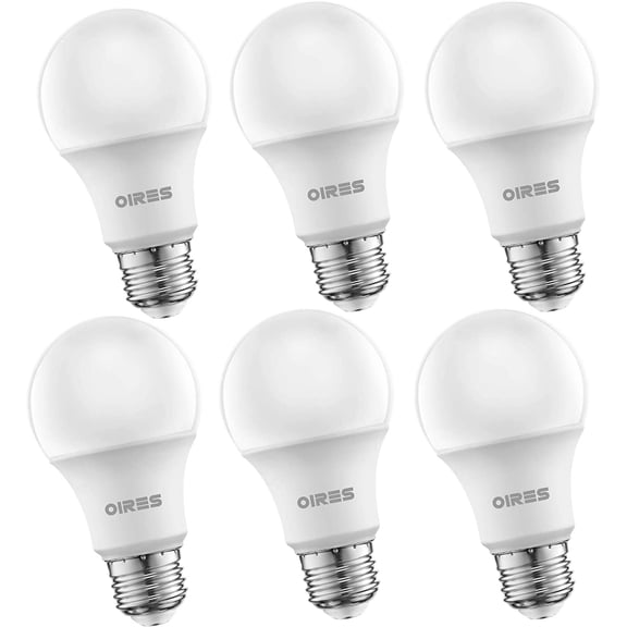 PLUHKN-60W Equivalent LED Light Bulb 800 Lumens A19 Shape Bulbs 2700K Warm White Non-Dimmable UL Listed 9 Watt E26 Base Suitable for use in Enclosed Fixtures & Damp Locations - 6 Pack