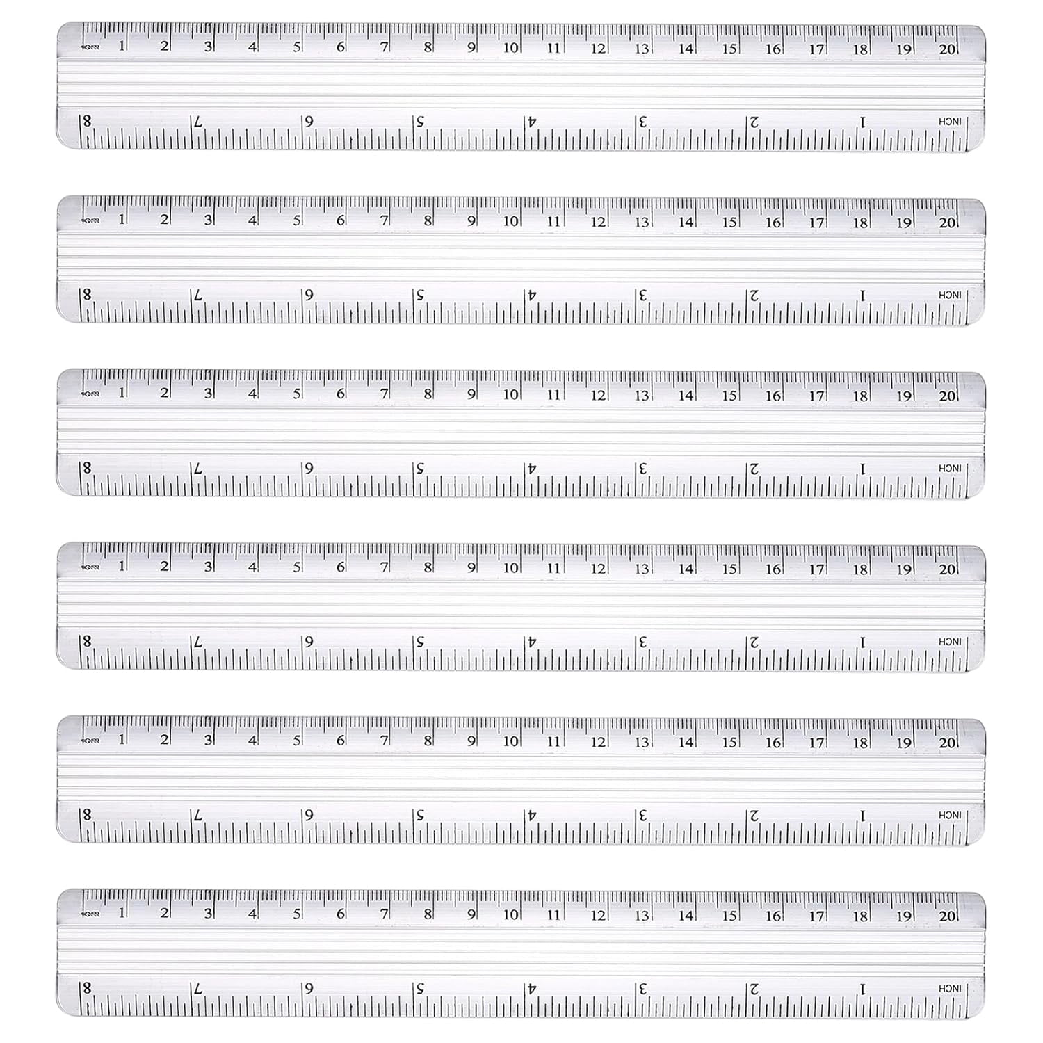 Ca Ruler PLUHKN-8 Inch Metal Rulers, 6Pcs Aluminum Alloy Drafting Ruler ...