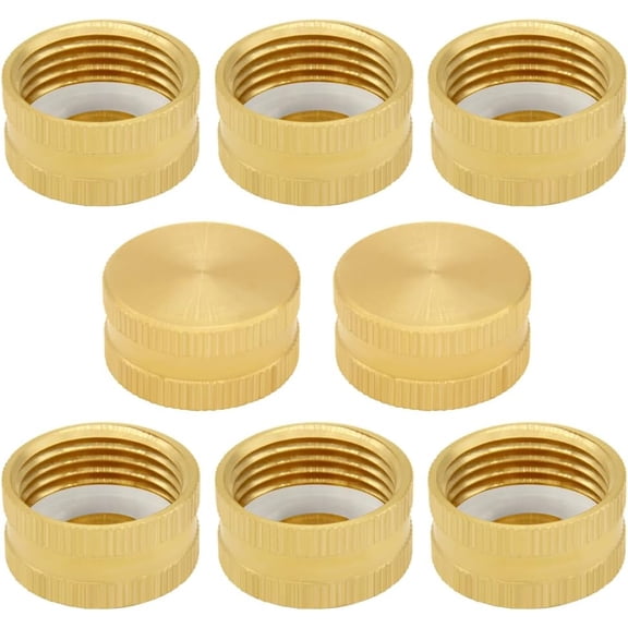 PLUHKN-8PCS Brass Garden Hose End Cap Plug with Washer 3/4" GHT Female Thread Spigot Plugs Caps Fittings