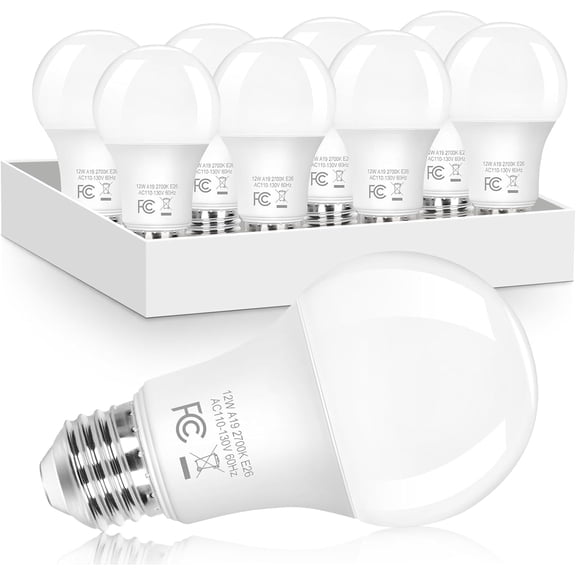 PLUHKN-A19 LED Light Bulbs, 100 Watt Equivalent e26 dimmable led Bulb, Energy Efficient 12W, Soft White 2700K, 1100 Lumens, A19 LED Bulb for Bedroom Living Room Home Office Lamp, 8-Pack
