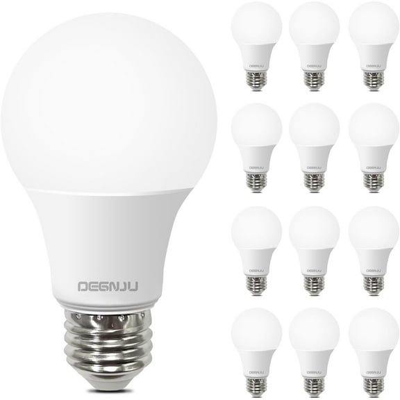 PLUHKN-A19 LED Light Bulbs, 60 Watt Equivalent 2700K Soft White LED Bulb, 800Lumen Light Bulb 8W, Non-Dimmable Lighting E26 Base, CRI 80+, 15000+ Hours Lifespan, 12 Pack